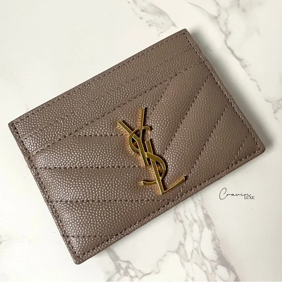 ❌SOLD❌ Saint Laurent YSL Card Holder Dusty Beige Grain de Poudre - Picture 2 of 16